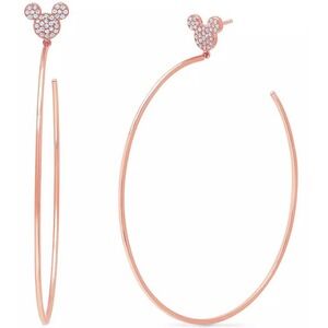 Disney Crislu Mickey Mouse Rose Gold Tone Pave Crystal Large Hoop Earrings